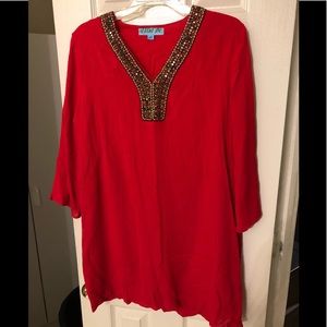 Red tunic dress